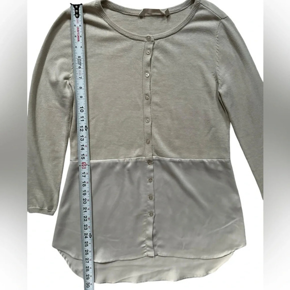 Soft Surroundings Multi-fabric Cotton‎ Neutral Lightweight Cardigan. Size Small - Picture 3 of 5
